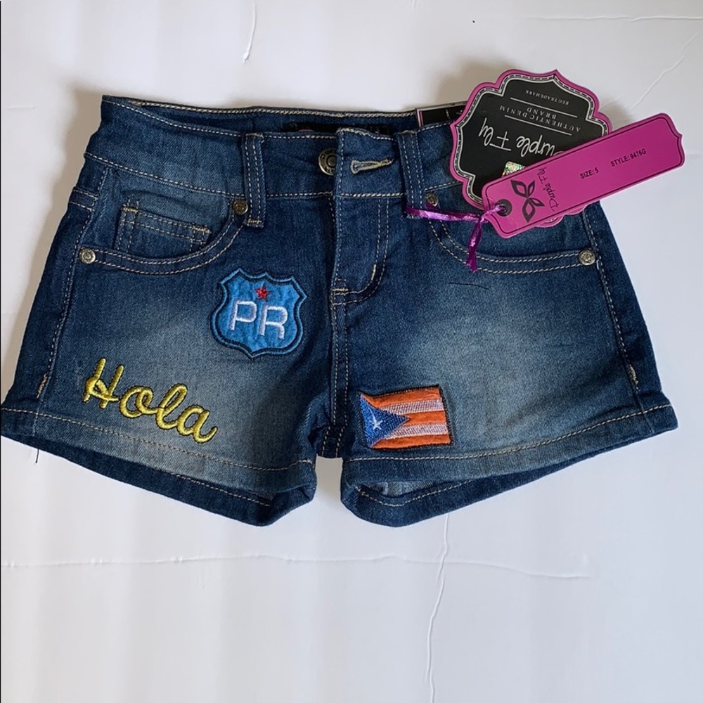 Shorts Size  5 Girls Puerto Rican Flag/Hola